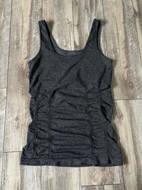 Women’s Charcoal Ruched Tank Top - Classic Scoop Neck